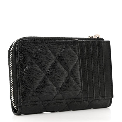 Chanel Caviar Quilted CC Zip Around Card Holder Black 4 of 8
