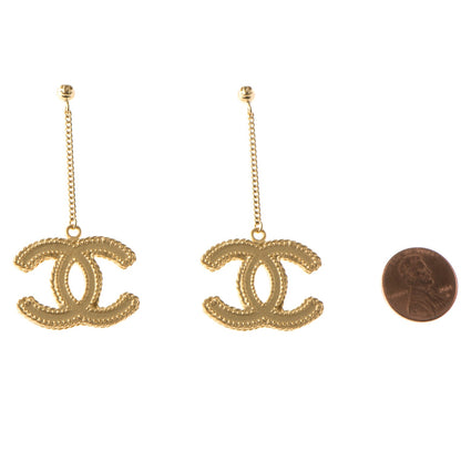 Chanel CC Drop Earrings Matte Gold 2 of 5