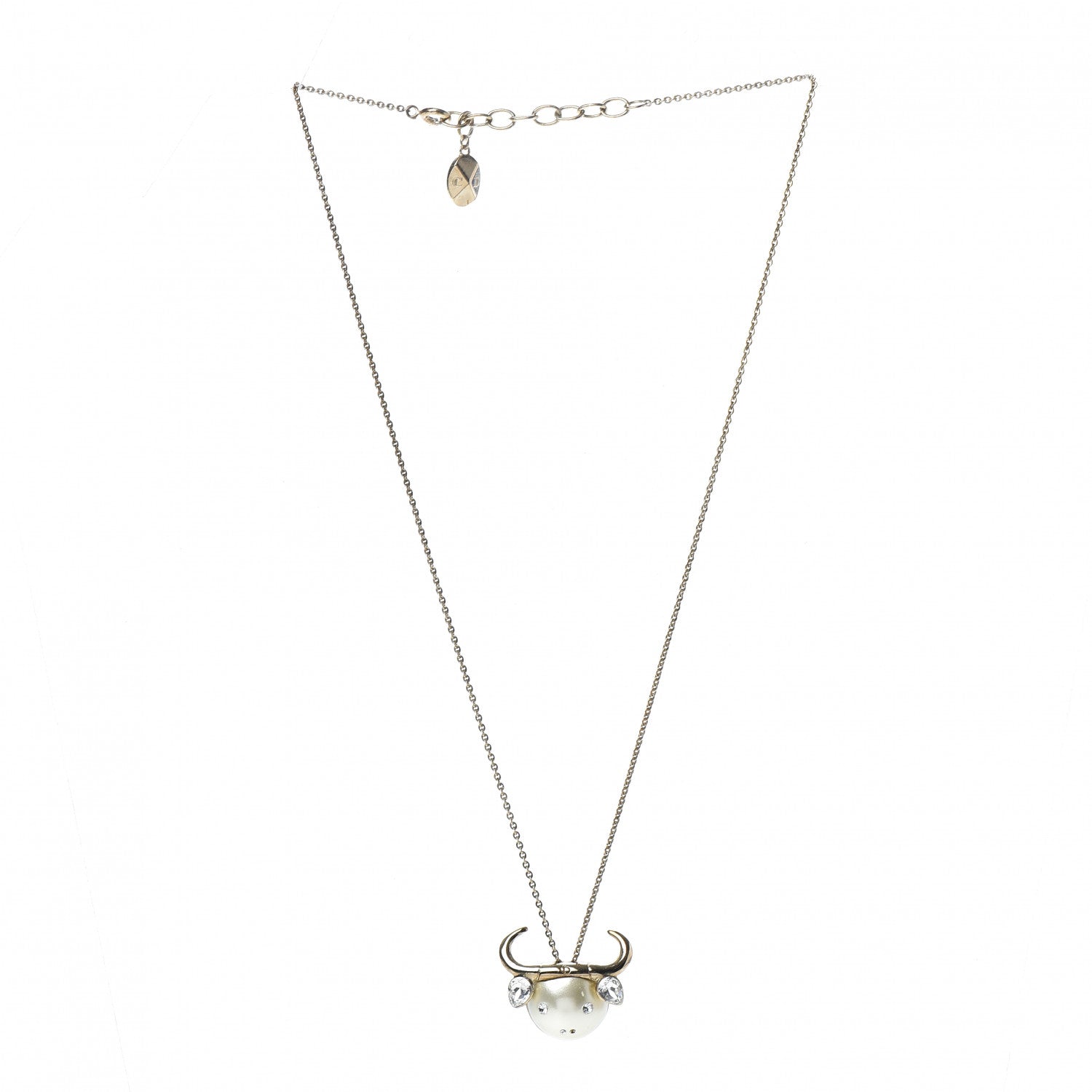 Christian Dior Crystal Tell Me Dior Zodiac Taurus Necklace Gold 3 of 6