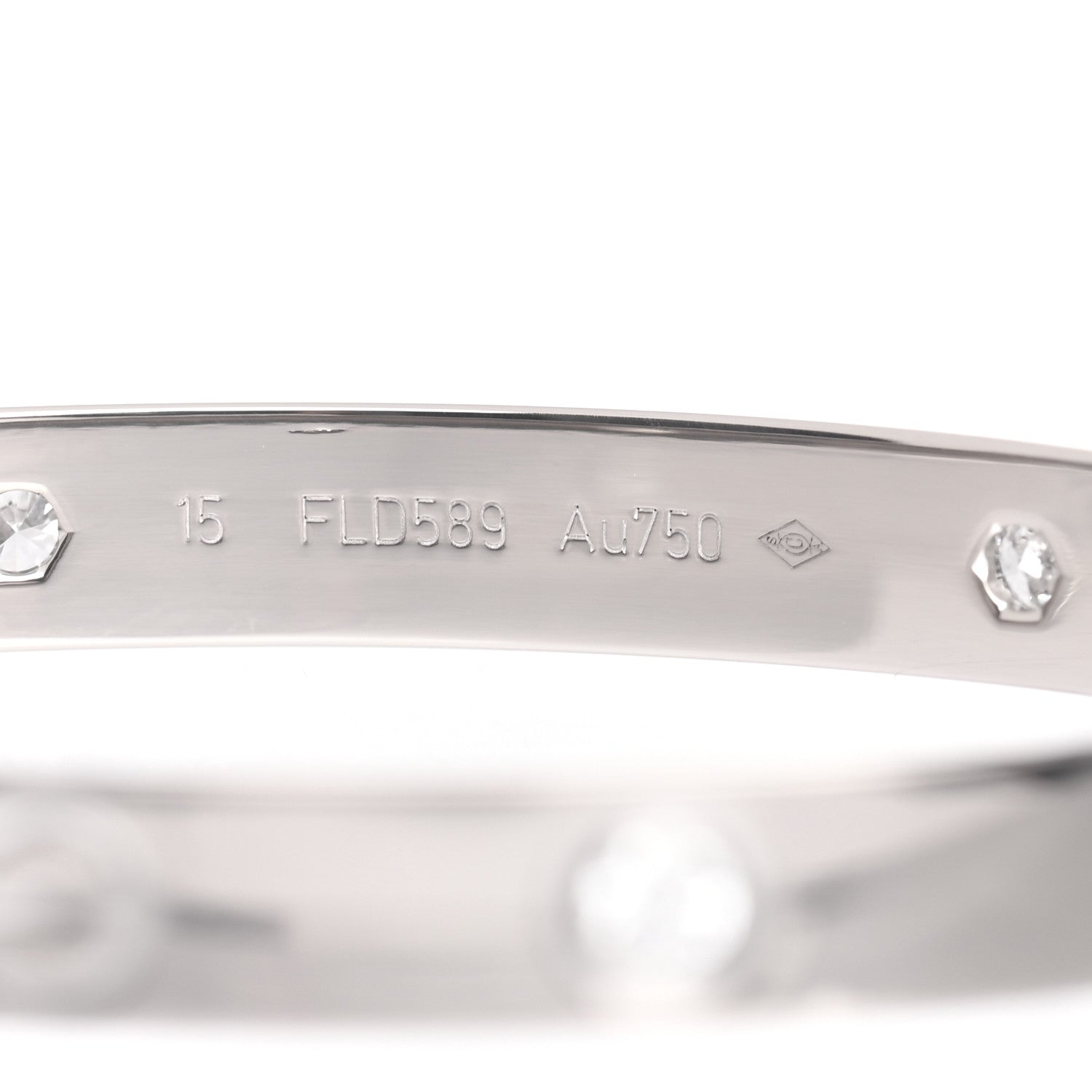 Cartier 18K White Gold 4 Diamond LOVE Bracelet 15 5 of 6