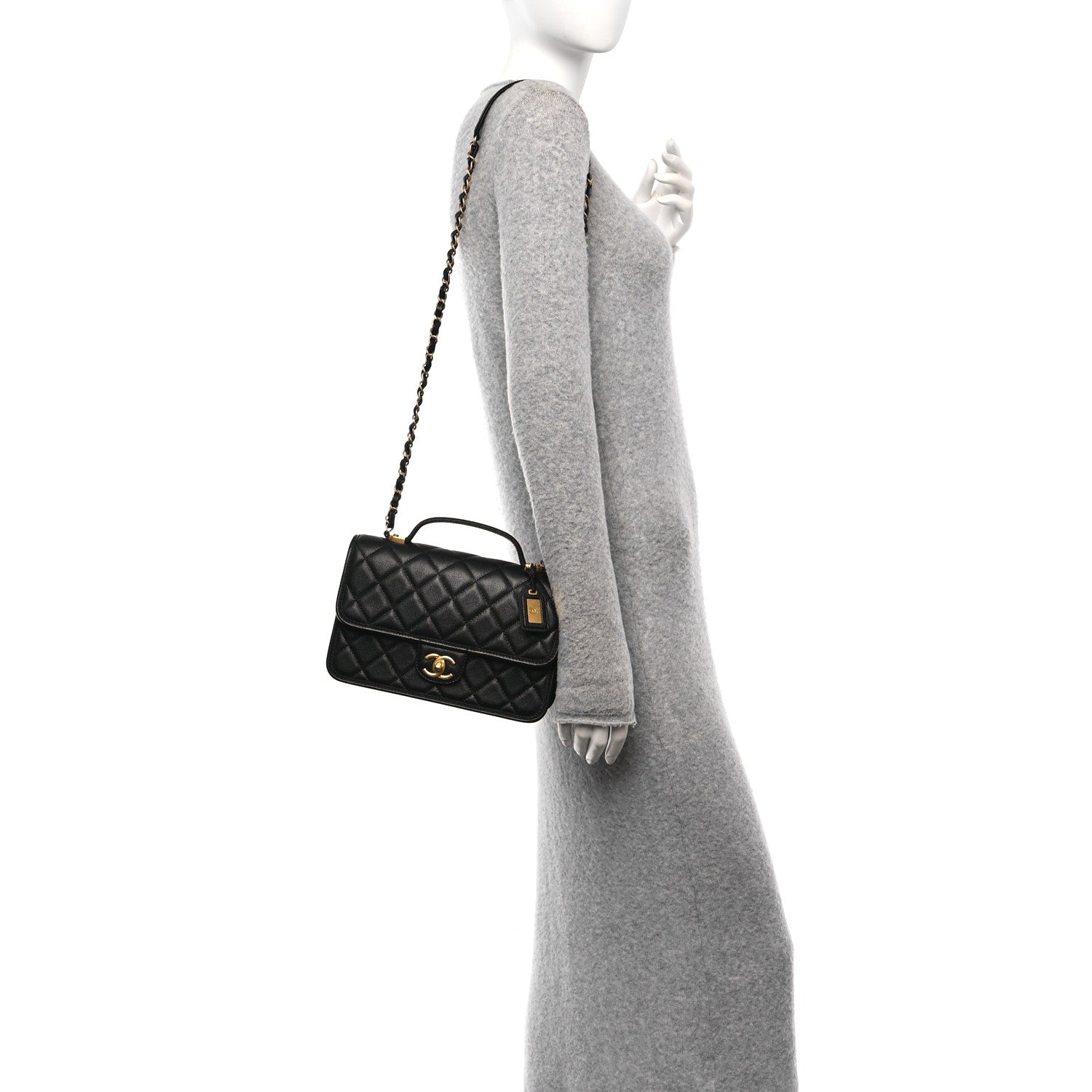Chanel Caviar Quilted School Memory Small Top Handle Flap Black 2 of 11