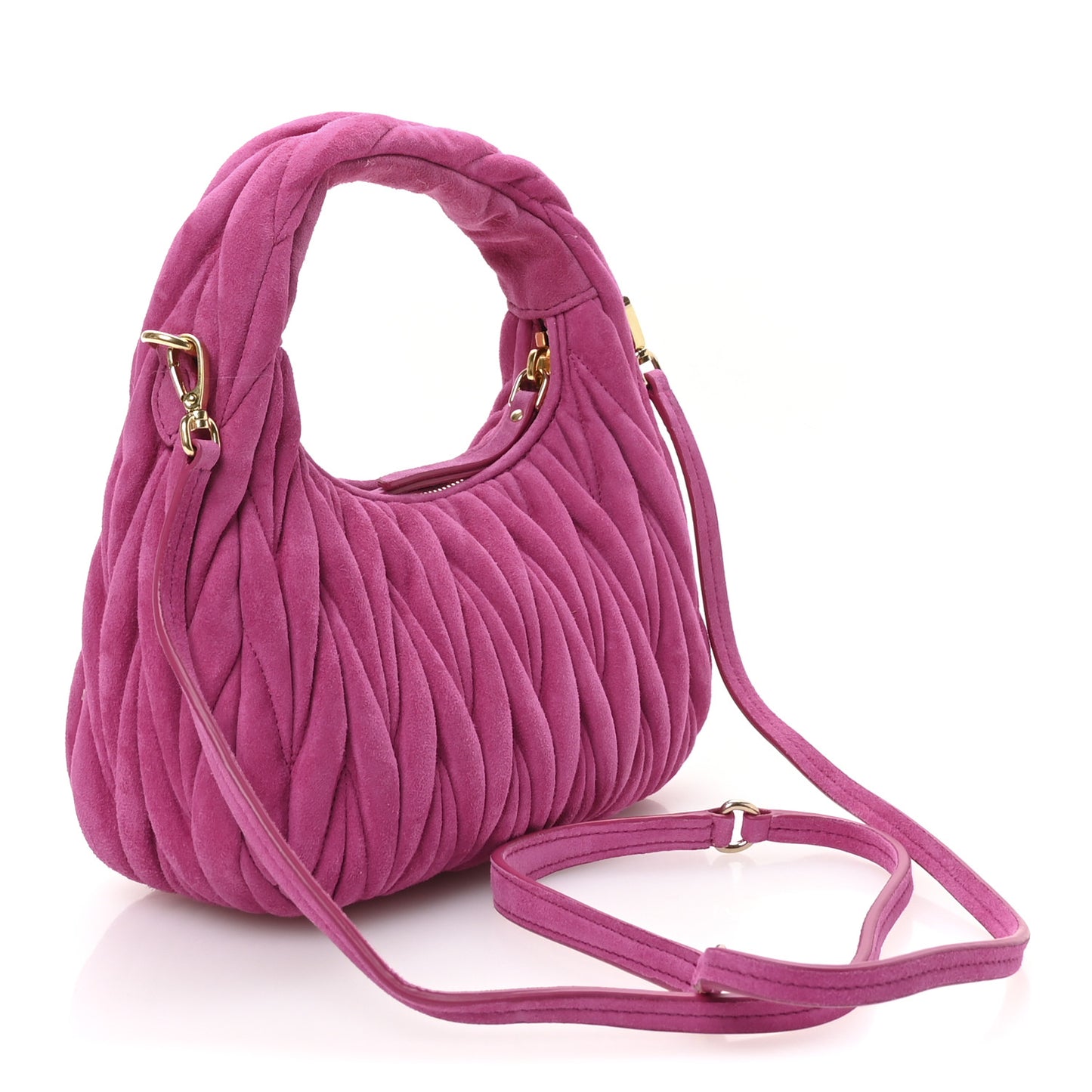 Suede Matelasse Mini Wander Hobo Fuxia