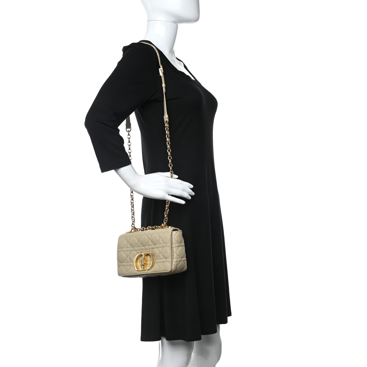 Christian Dior Calfskin Cannage Small Caro Bag Beige 2 of 9