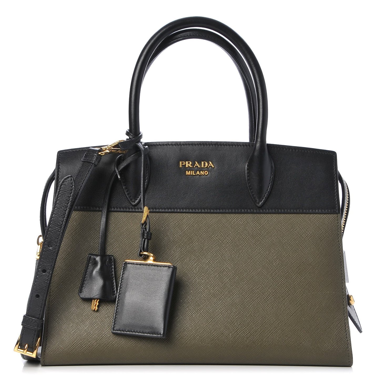 Saffiano City Calf Medium Esplanade Tote Militare Black