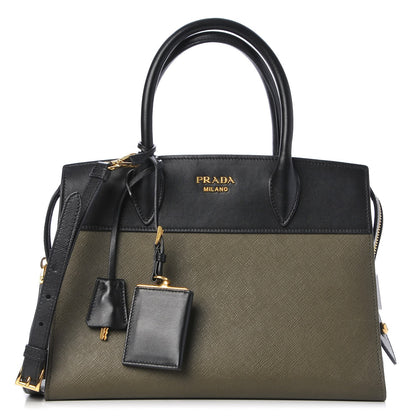 Prada Saffiano City Calf Medium Esplanade Tote Militare Black 1 of 13