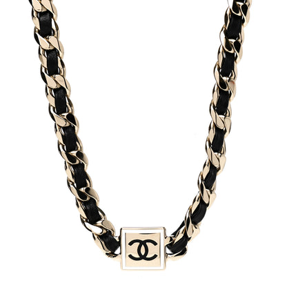 Chanel Metal Lambskin CC Square Choker Gold Black White 1 of 4