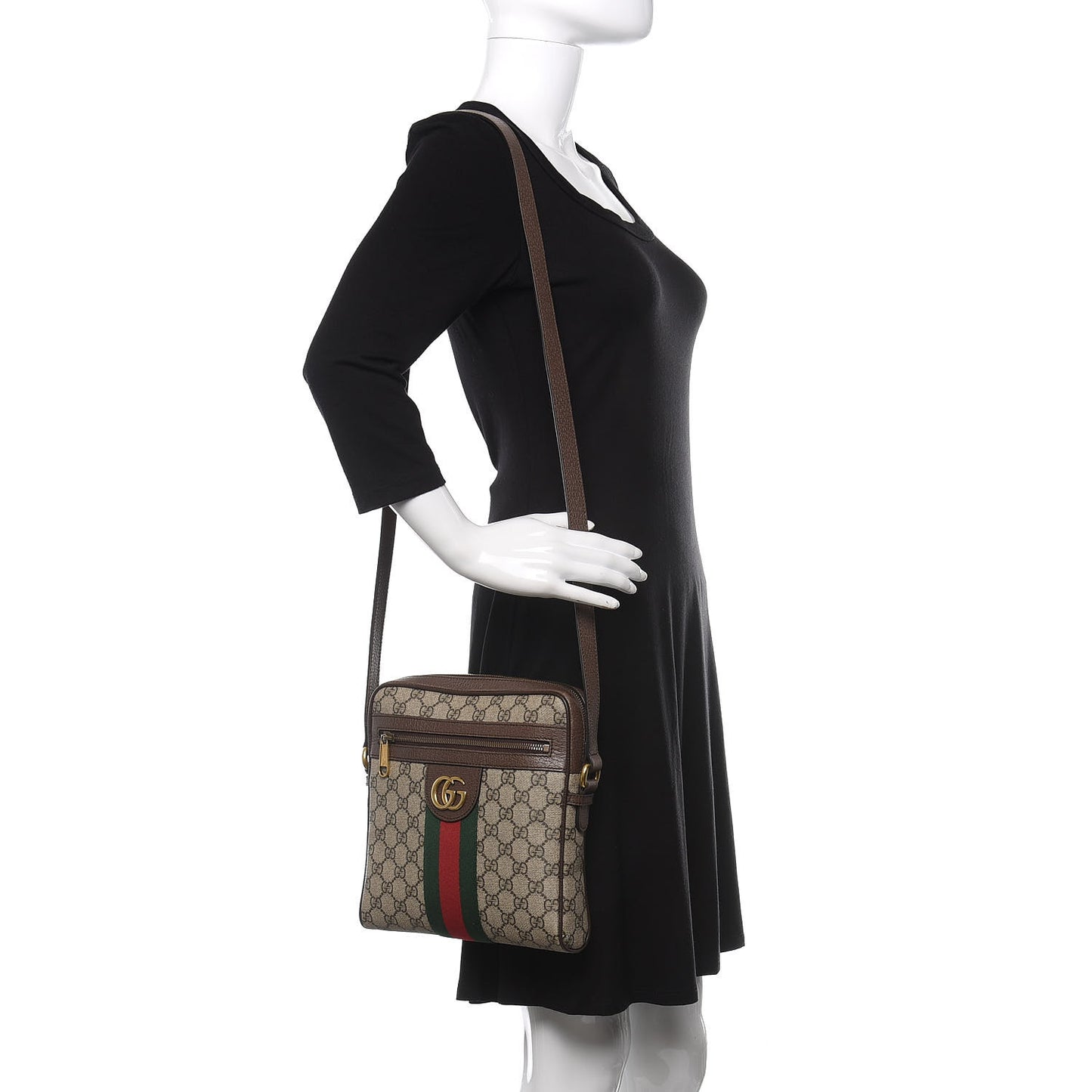GG Supreme Monogram Web Small Ophidia Messenger Bag Brown