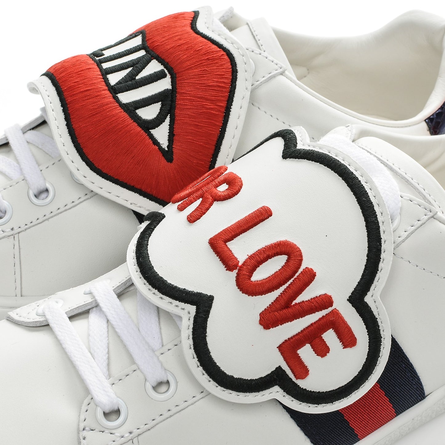 Calfskin Ayers Blind For Love Embroidered Womens Ace Sneakers 36.5 White