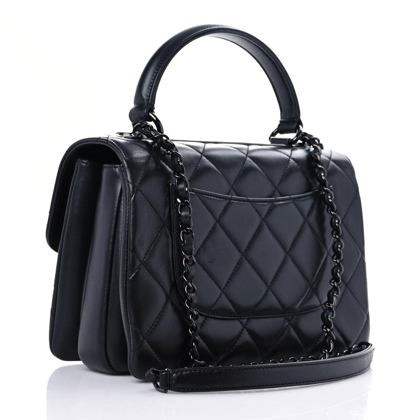 Lambskin Quilted Small Trendy CC Dual Handle Flap Bag So Black