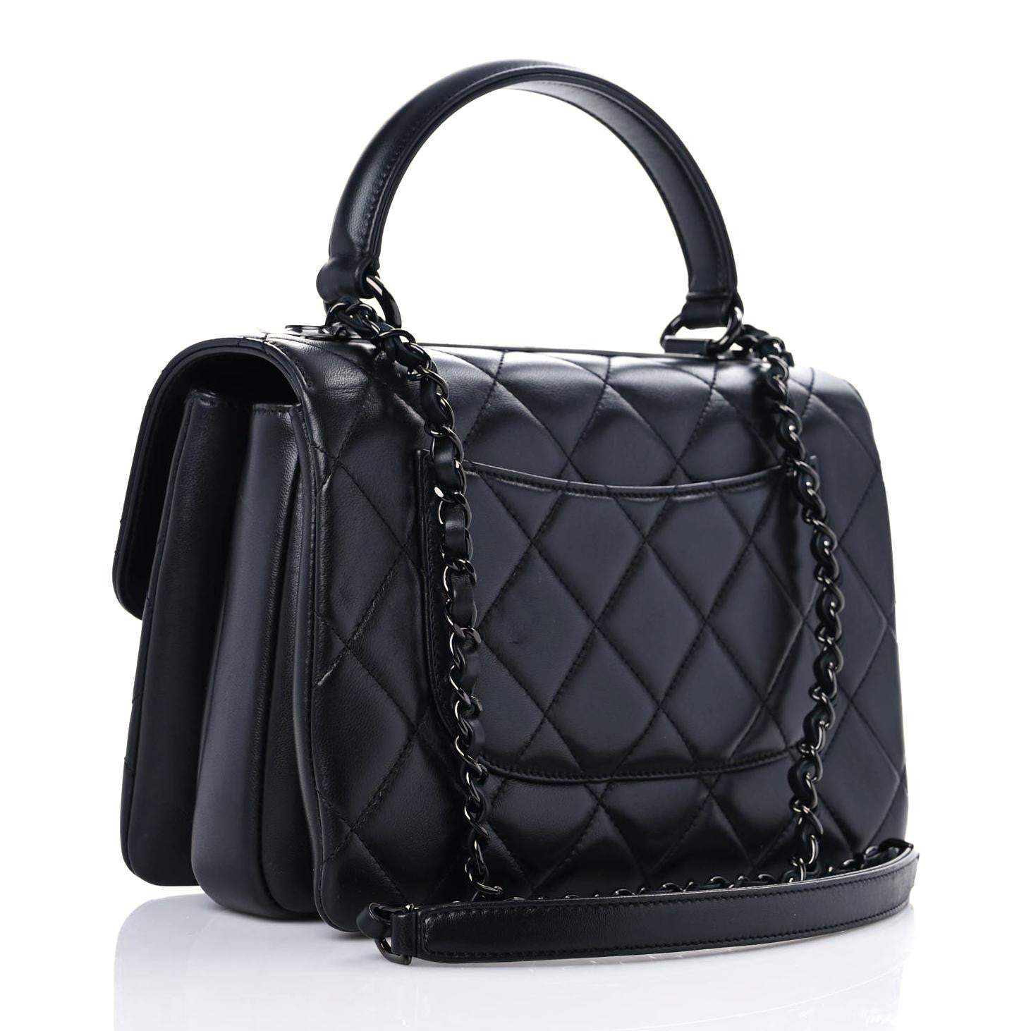 Chanel Lambskin Quilted Small Trendy CC Dual Handle Flap Bag So Black 3 of 10