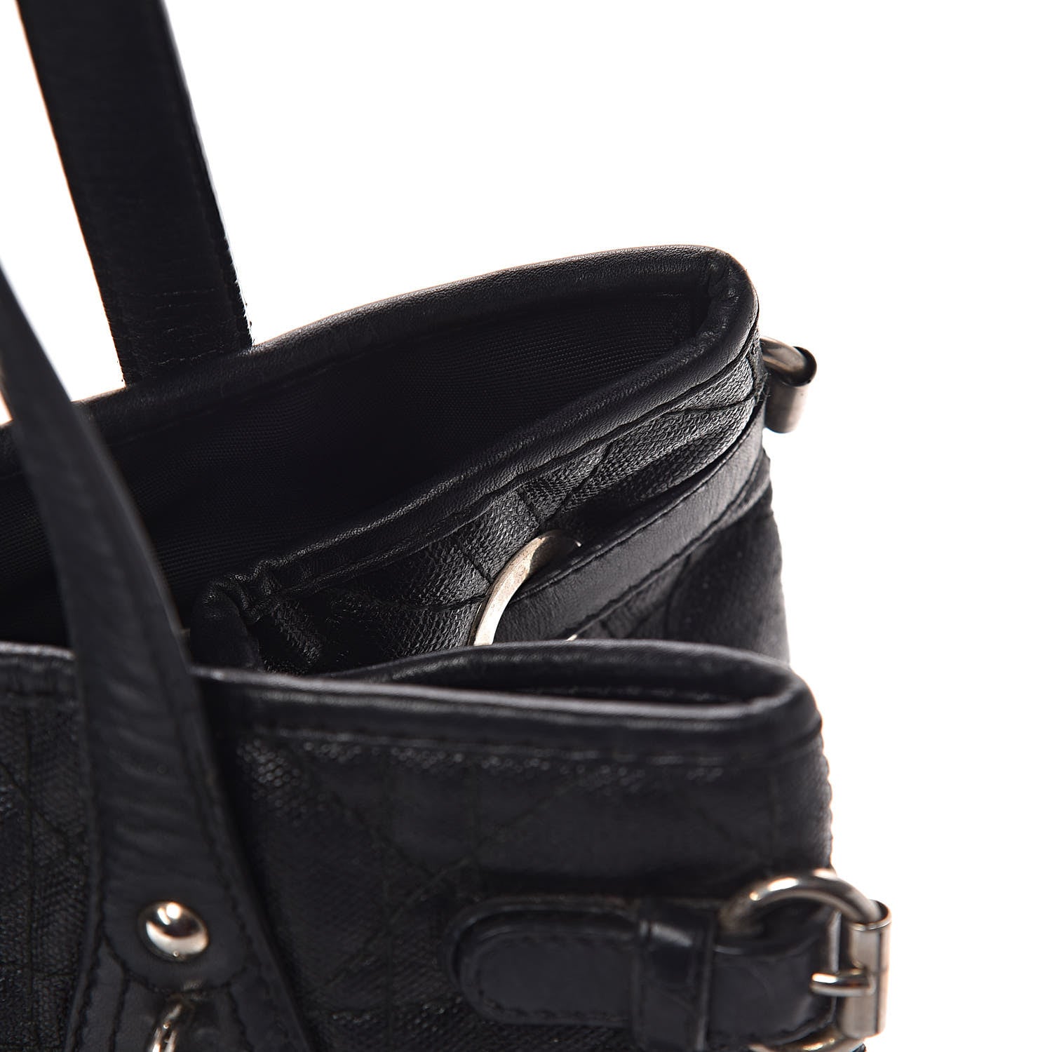 Christian Dior Coated Canvas Cannage Medium Panarea Tote Black 18 of 19