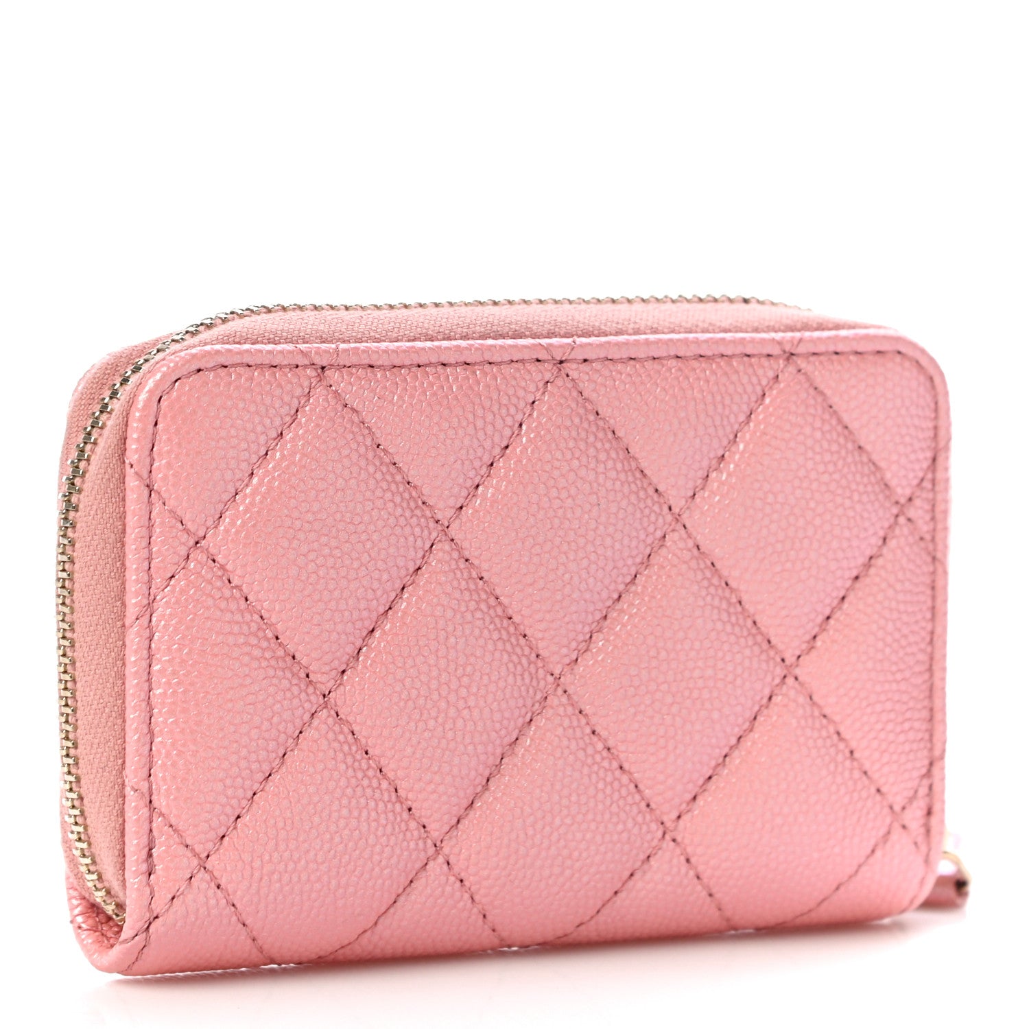 Chanel Iridescent Caviar Quilted Zip Coin Purse Pink 3 of 11