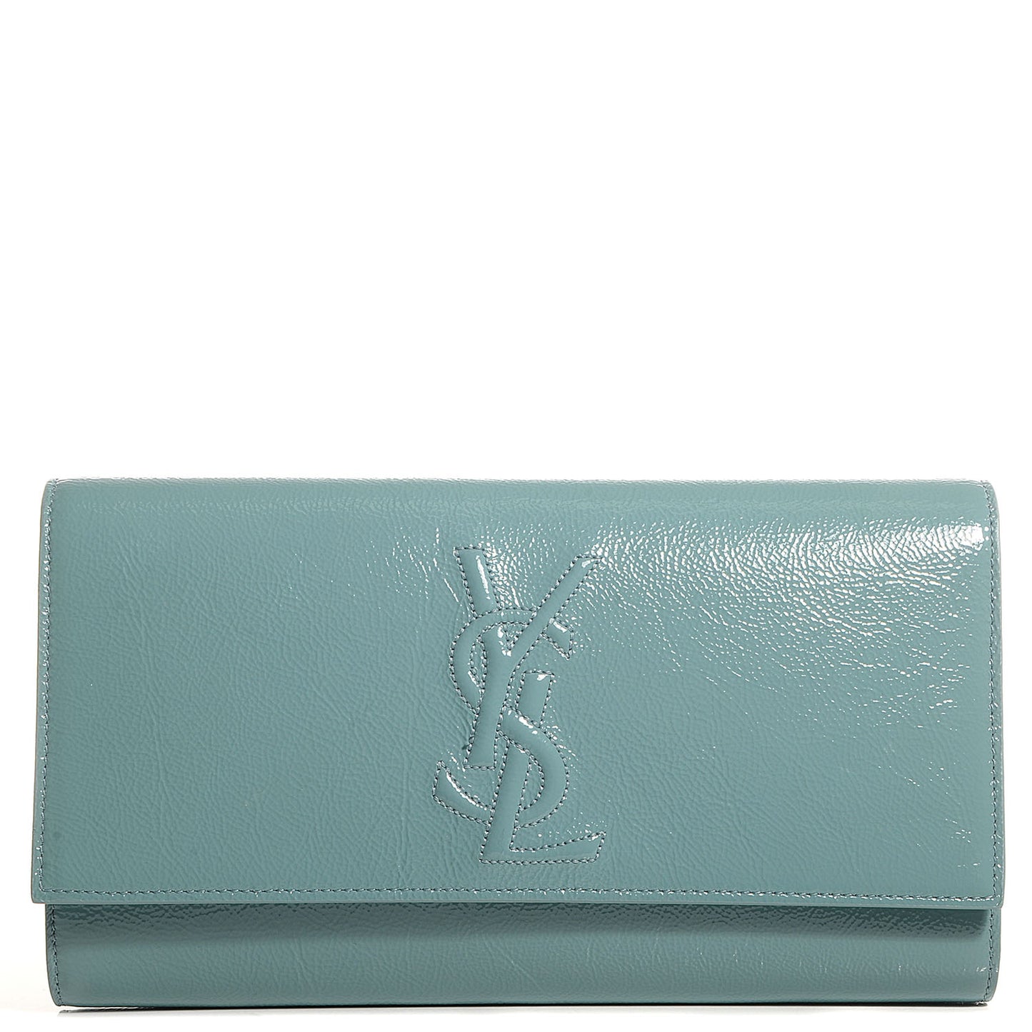 Textured Patent Large Belle De Jour Clutch Light Green