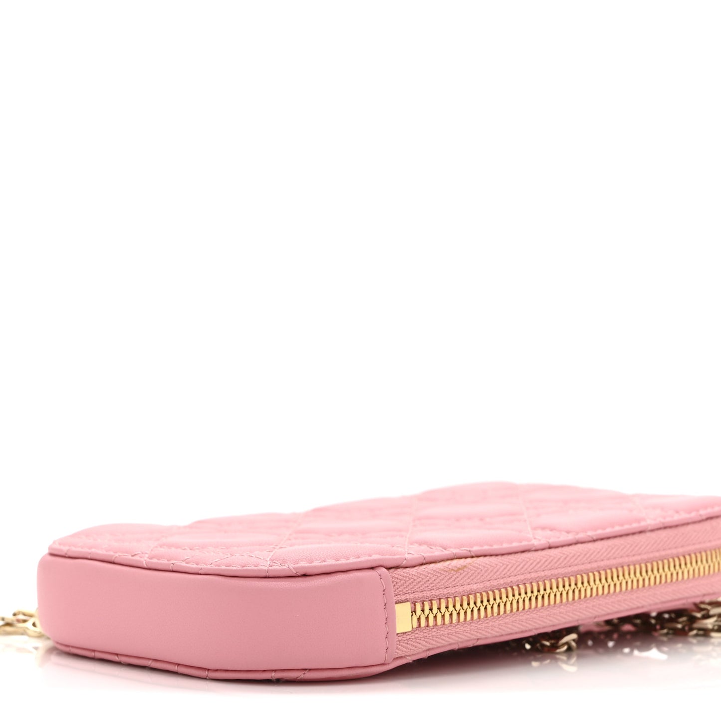 Lambskin Cannage Lady Dior Phone Holder Deep Nude