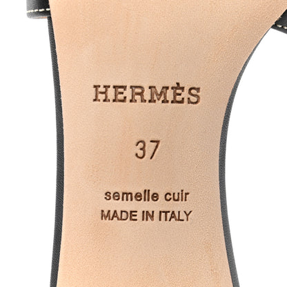 Hermes Calfskin Oasis Sandals 37 Black 7 of 10