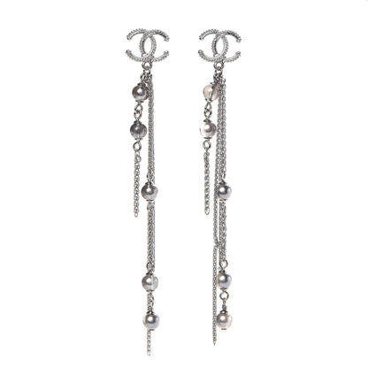 Chanel Ruthenium Pearl CC Drop Earrings Pearly Grey 1 of 5