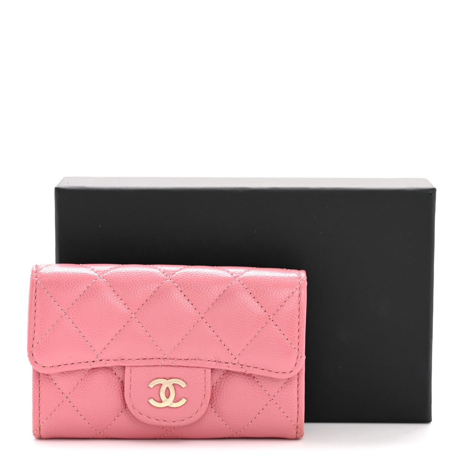 Chanel Caviar Quilted Flap Card Holder Wallet Pink 10 of 10