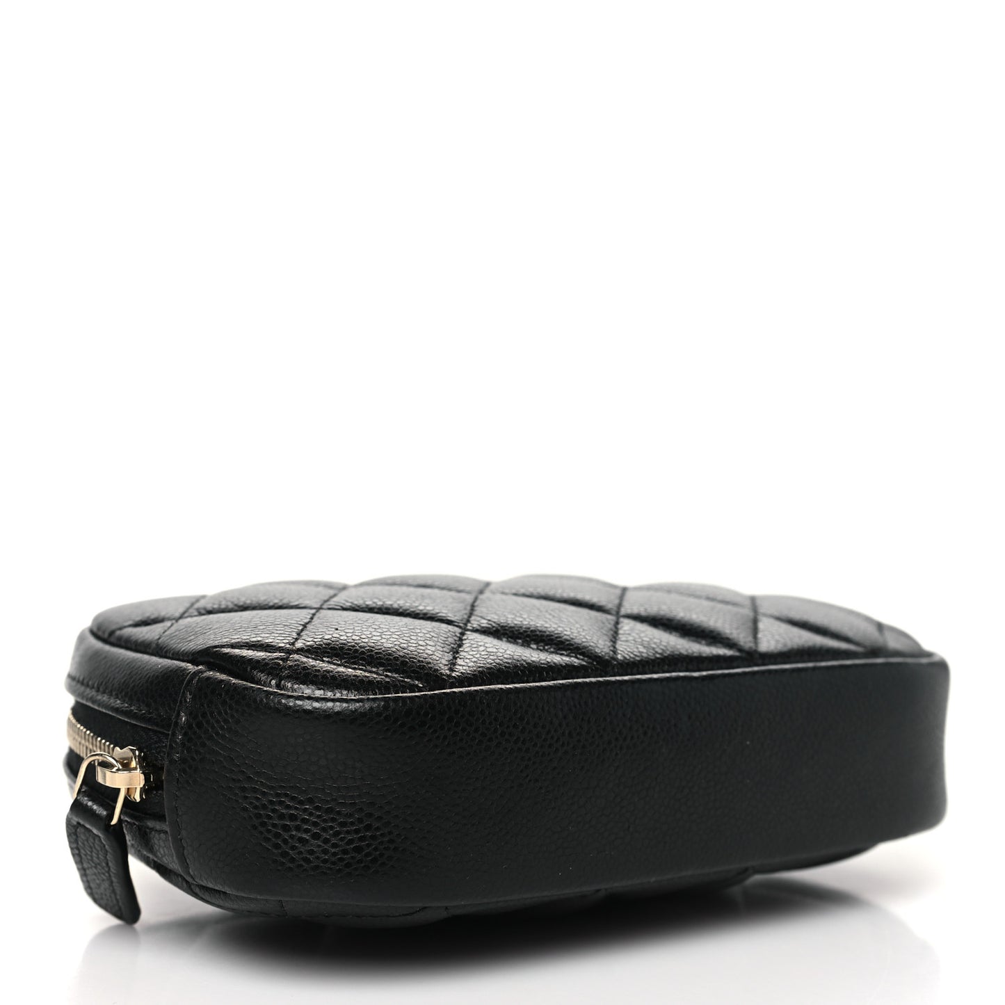 Caviar Quilted Small Curvy Pouch Cosmetic Case Black