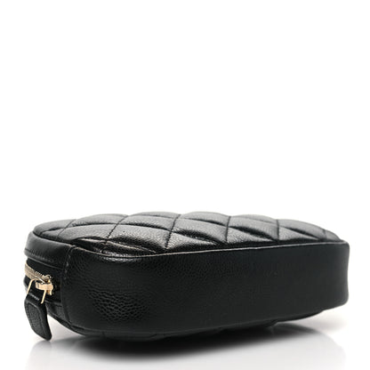 Chanel Caviar Quilted Small Curvy Pouch Cosmetic Case Black 4 of 10