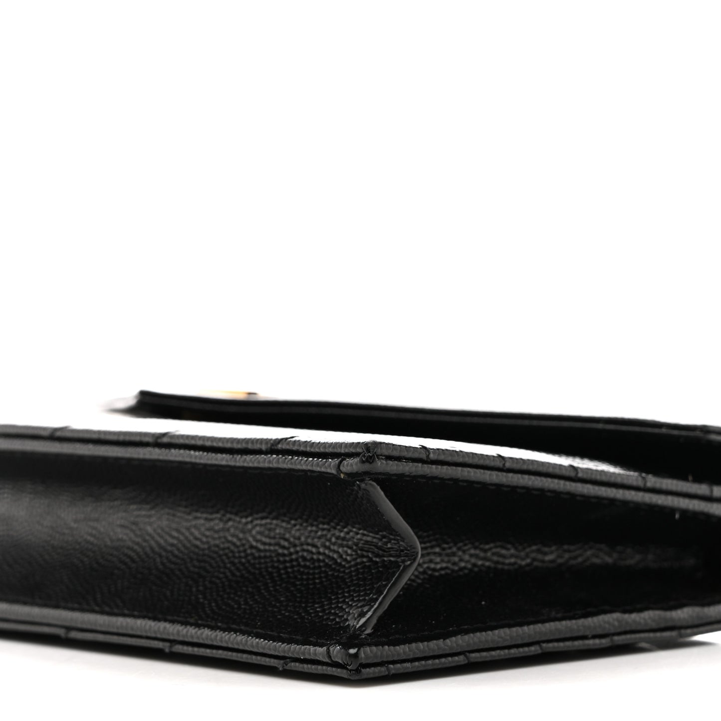 Grain De Poudre Matelasse Chevron Monogram Envelope Chain Wallet Black