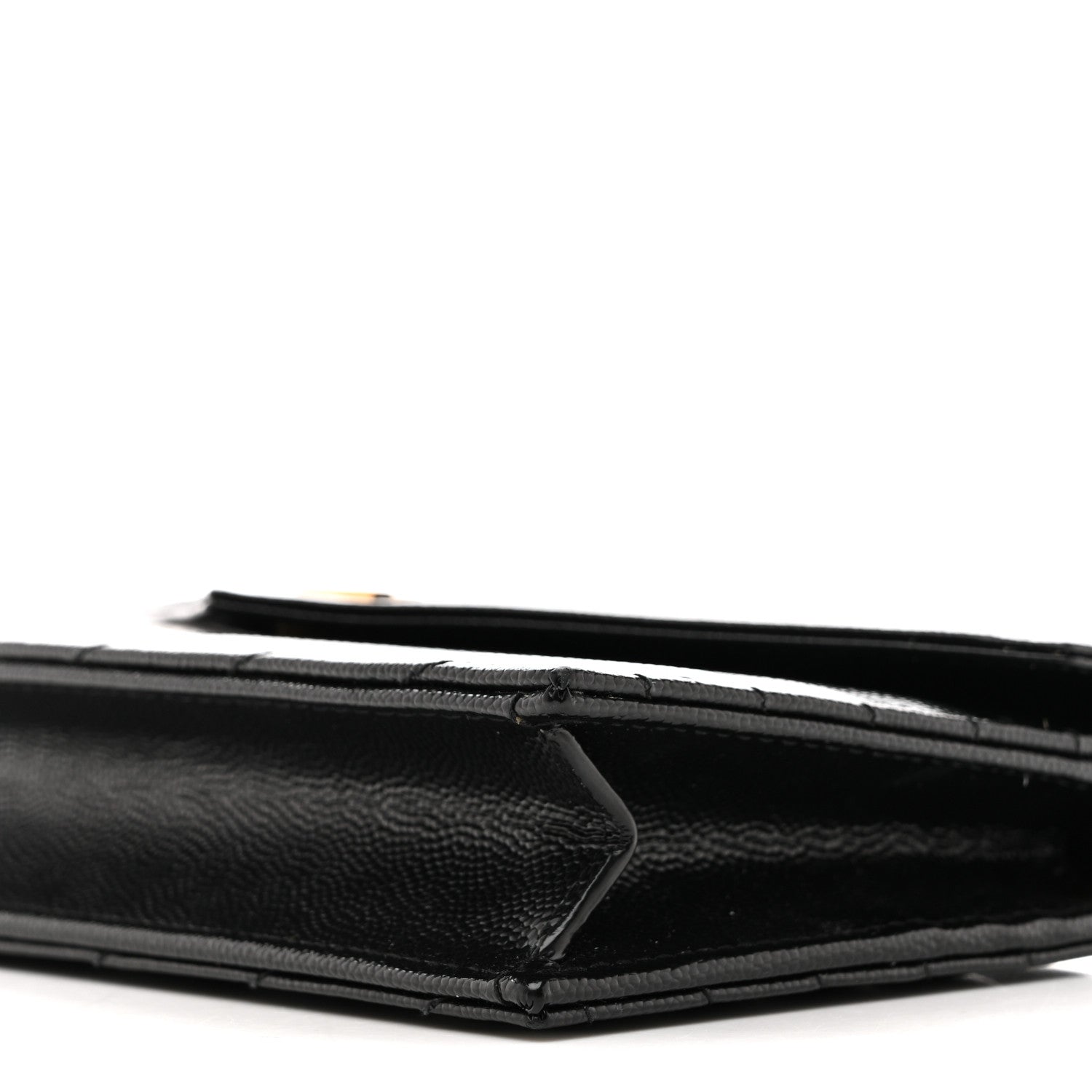 Saint Laurent Grain De Poudre Matelasse Chevron Monogram Envelope Chain Wallet Black 10 of 14