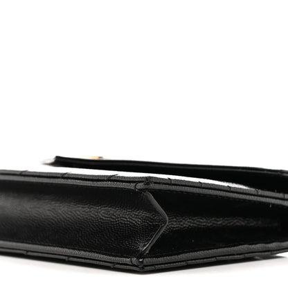 Saint Laurent Grain De Poudre Matelasse Chevron Monogram Envelope Chain Wallet Black 10 of 14