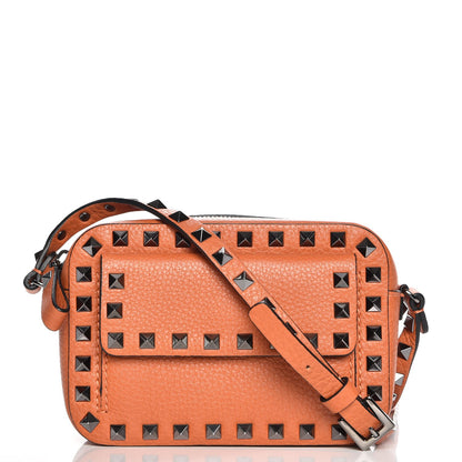 Valentino Garavani Grained Calfskin Small Rockstud Flap Pocket Camera Crossbody Bag Orange 1 of 6