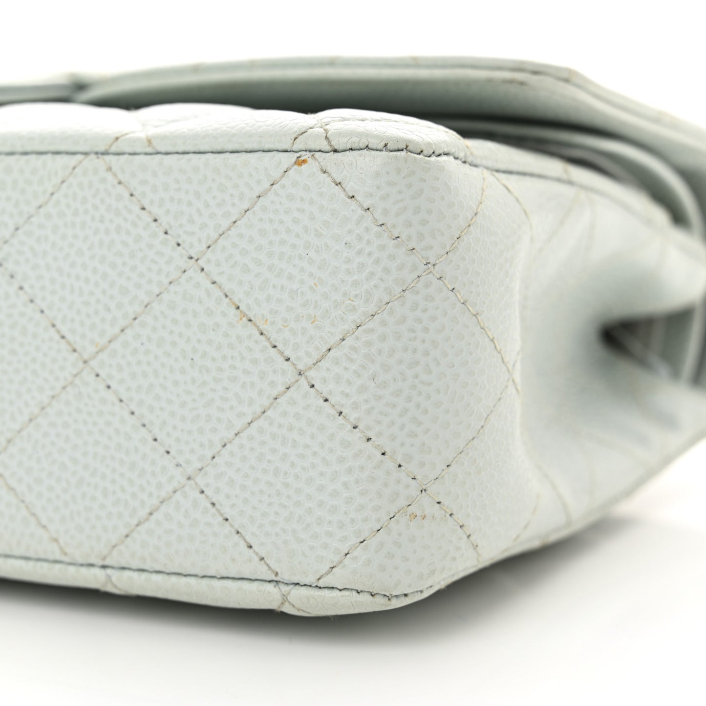 Caviar Quilted Medium Double Flap Light Blue