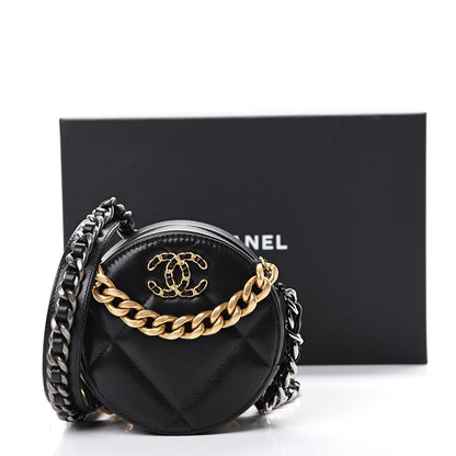 Chanel Lambskin Quilted 19 Round Clutch With Chain Black 10 of 10