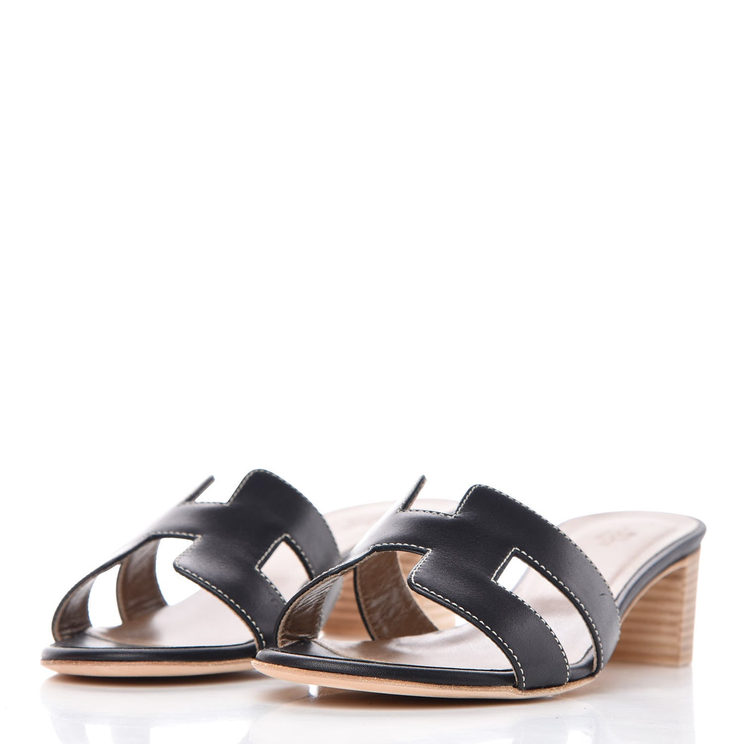 Hermes Calfskin Oasis Sandals 37.5 Black 3 of 11
