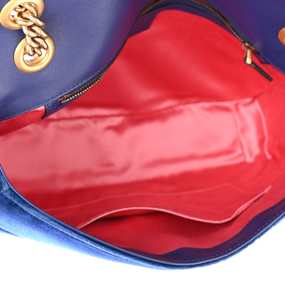 Gucci Velvet Matelasse Medium GG Marmont Shoulder Bag Cobalt Blue 4 of 9