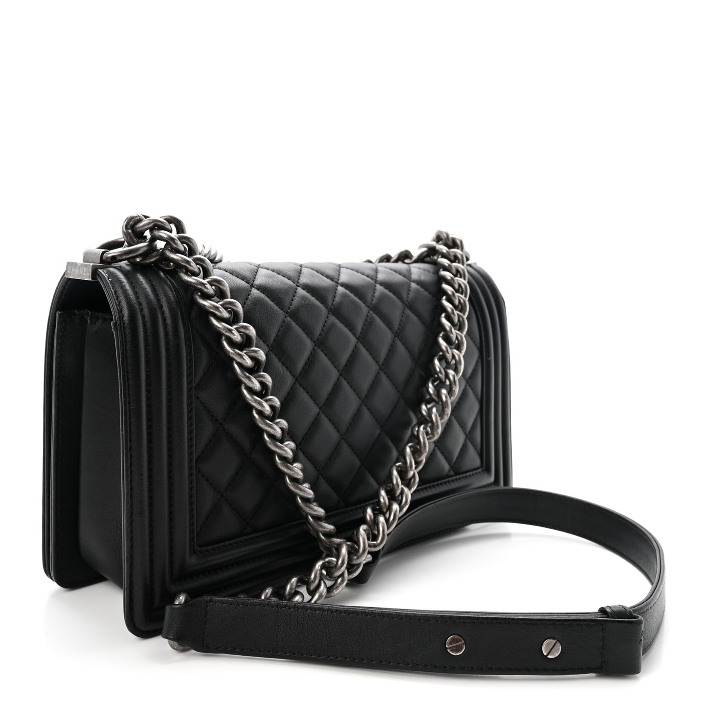 Calfskin Quilted Medium Boy Flap Black