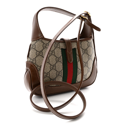 Gucci GG Supreme Monogram Azalea Calfskin Web Mini Jackie 1961 Hobo Beige Ebony Brown Sugar 3 of 11