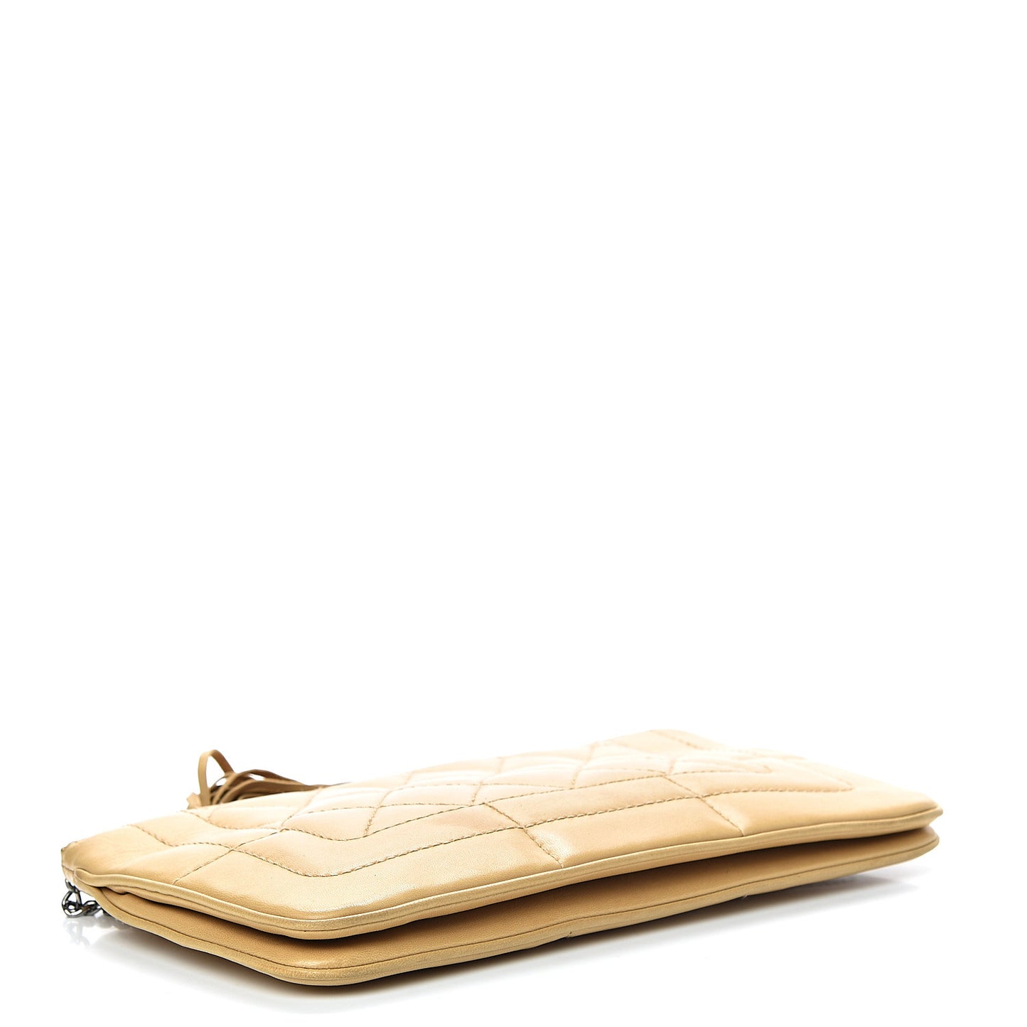 Lambskin Quilted Tassel Shoulder Bag Beige