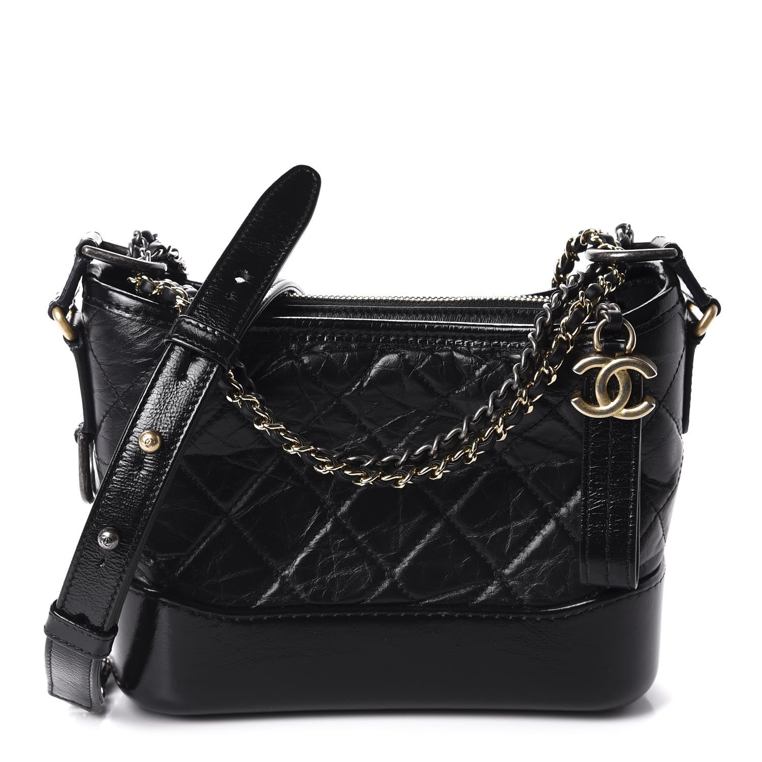 Chanel Aged Calfskin Quilted Small Gabrielle Hobo Black 1 of 10