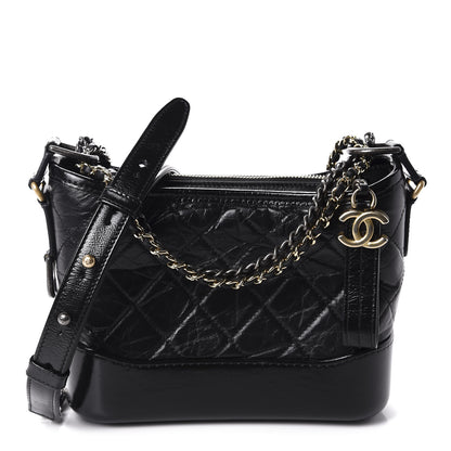 Chanel Aged Calfskin Quilted Small Gabrielle Hobo Black 1 of 10