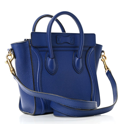 Celine Drummed Calfskin Nano Luggage Indigo 2 of 4