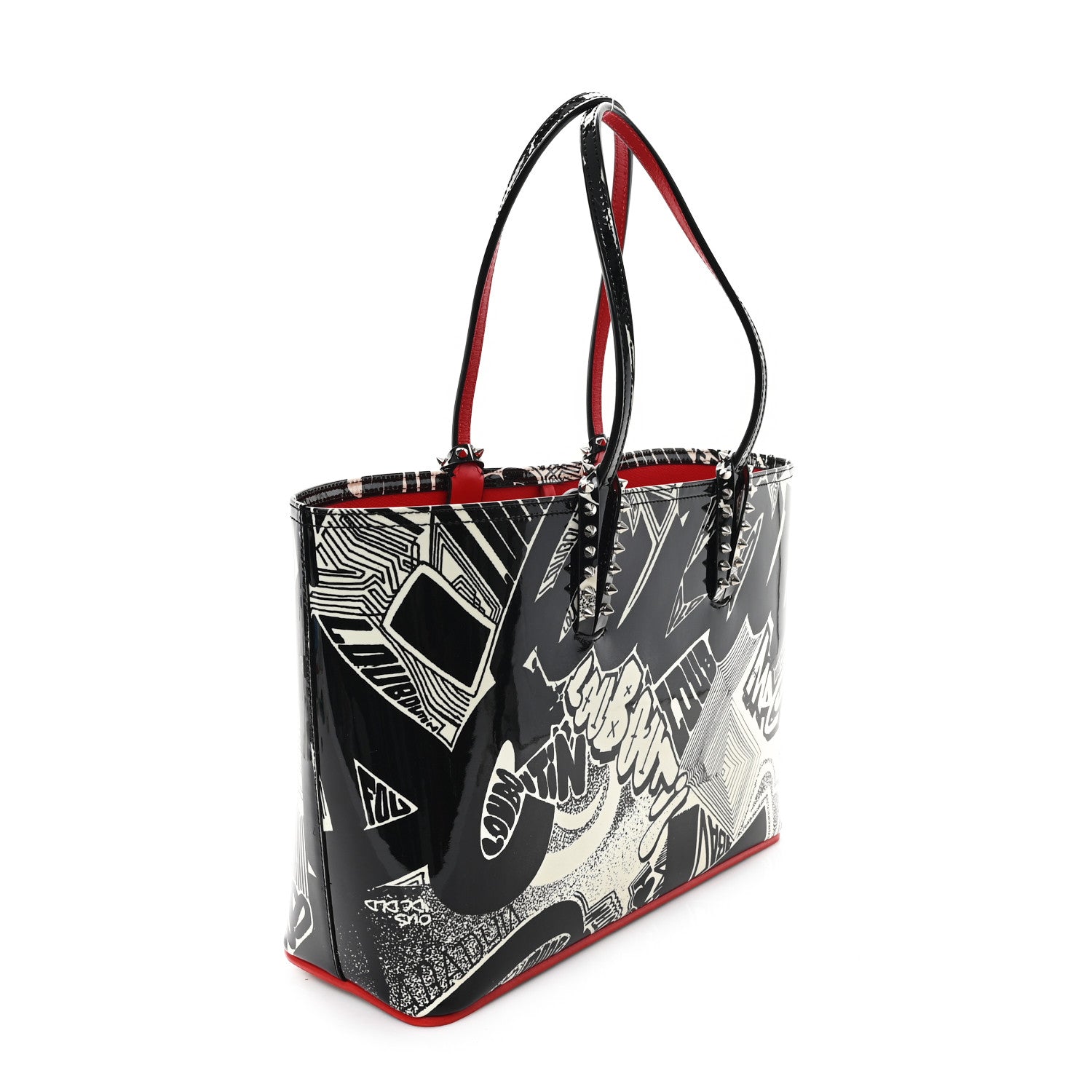 Christian Louboutin Patent Metro Graf Spikes East West Cabata Tote Black 4 of 11