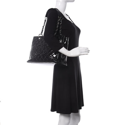 Chanel Patent Quilted Grand Shopping Tote GST Black 2 of 16