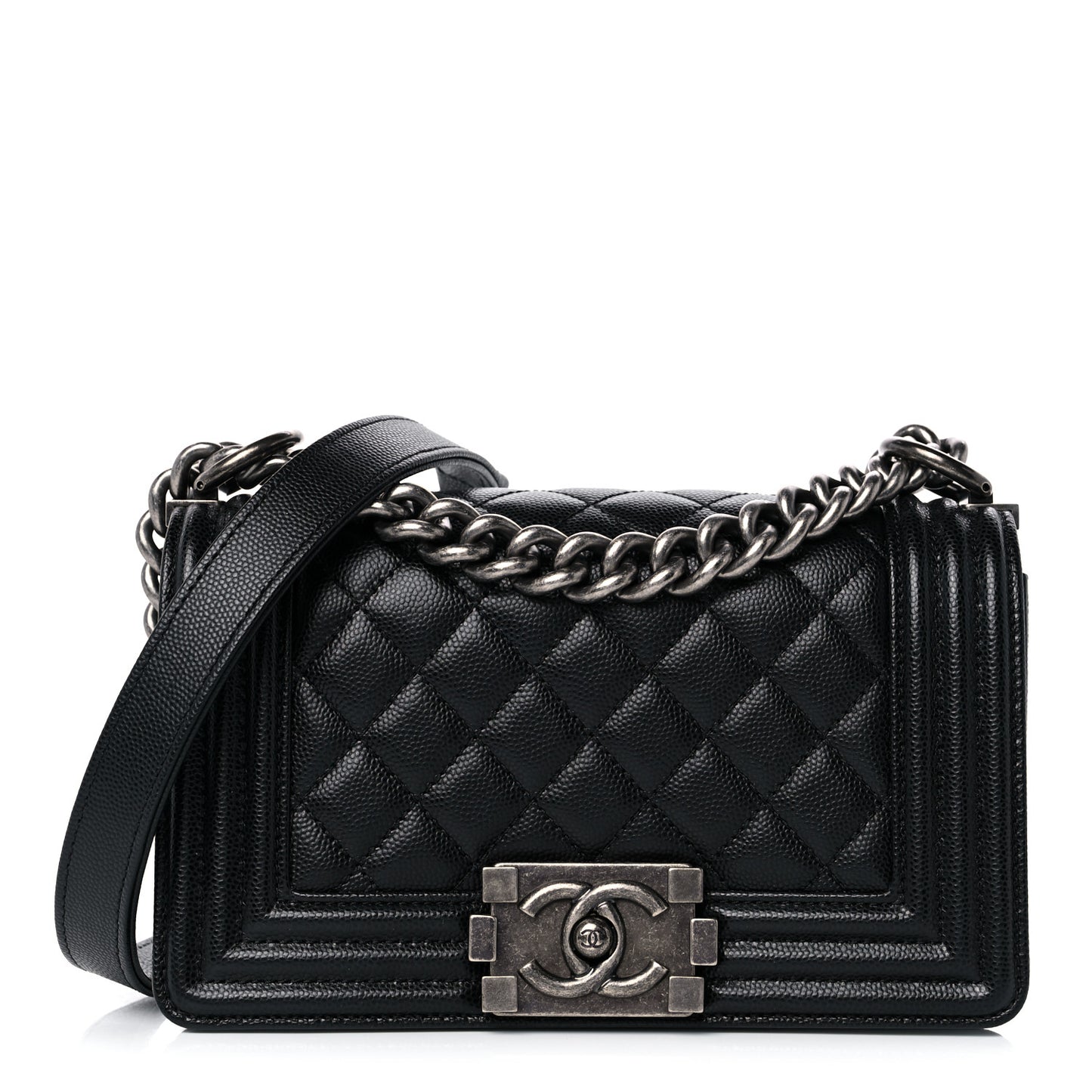 Caviar Quilted Small Boy Flap Black