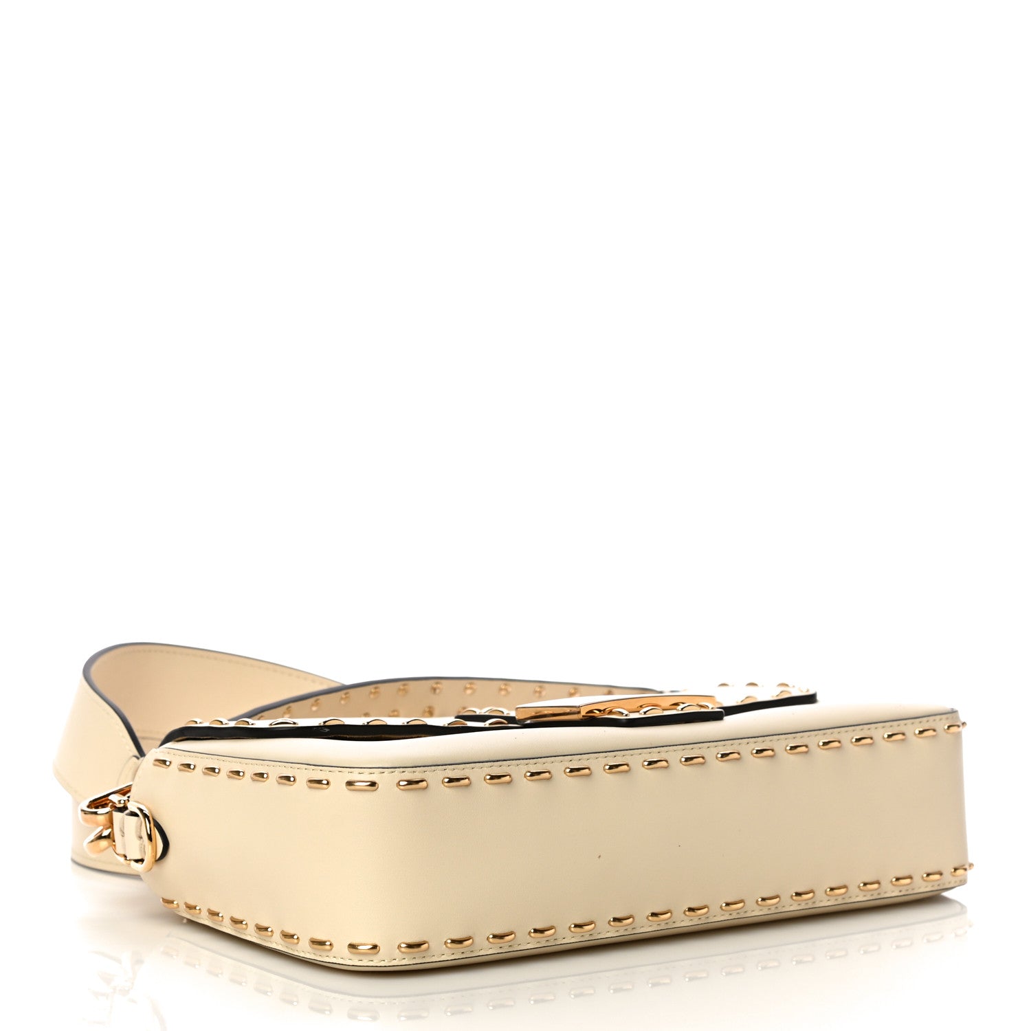 Fendi Vitello King Metal Stitch Baguette Pergamena 4 of 14