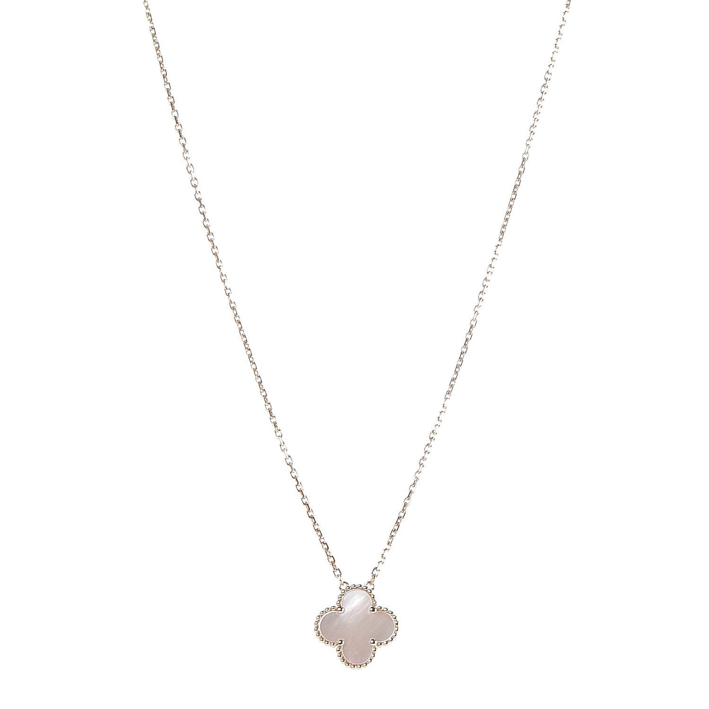 18K Yellow Gold Mother of Pearl Vintage Alhambra Pendant Necklace