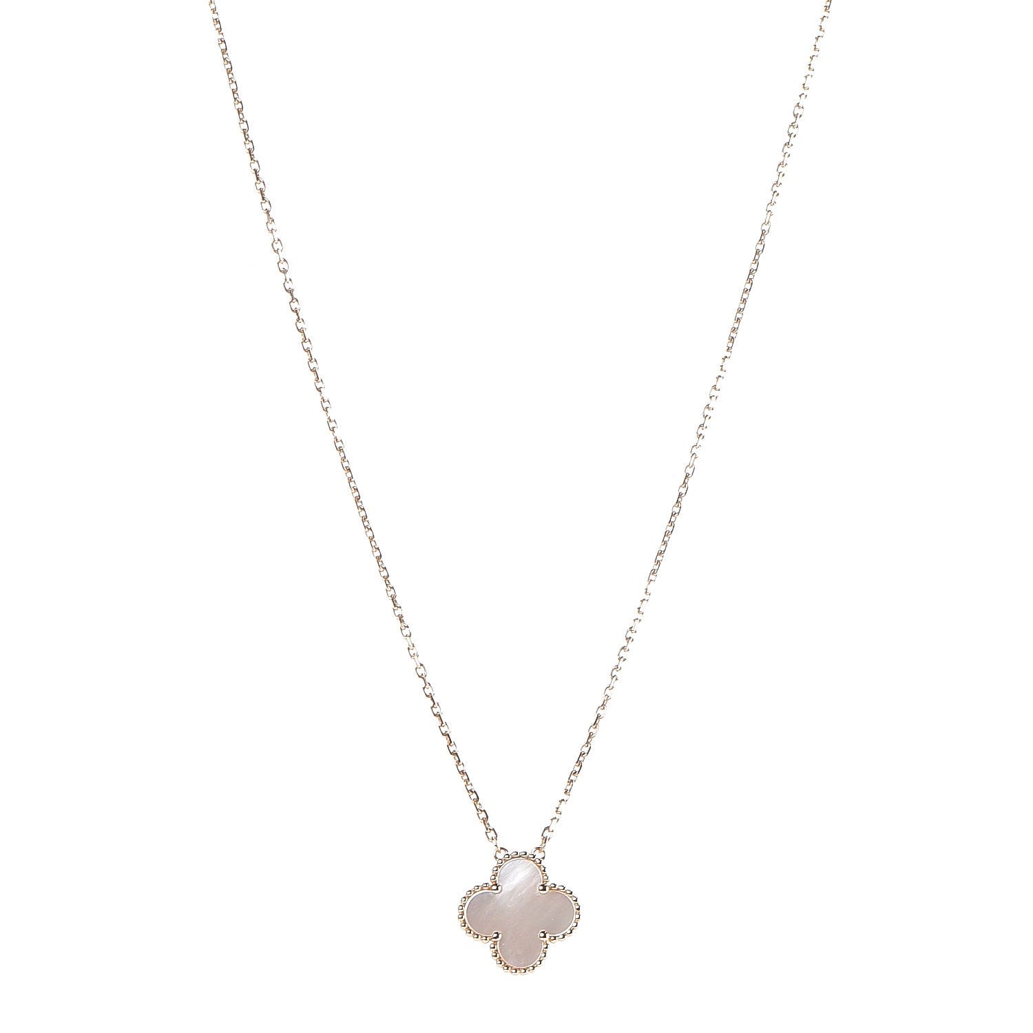 Van Cleef & Arpels 18K Yellow Gold Mother of Pearl Vintage Alhambra Pendant Necklace 1 of 7
