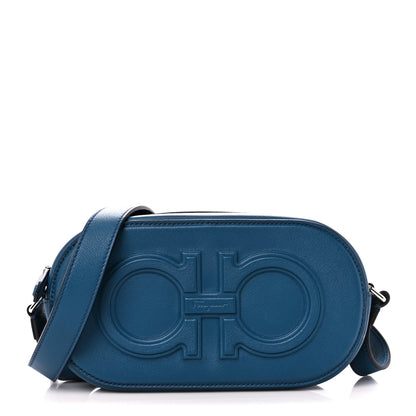Salvatore Ferragamo Calfskin Double Gancio Crossbody Bag Denim 1 of 10