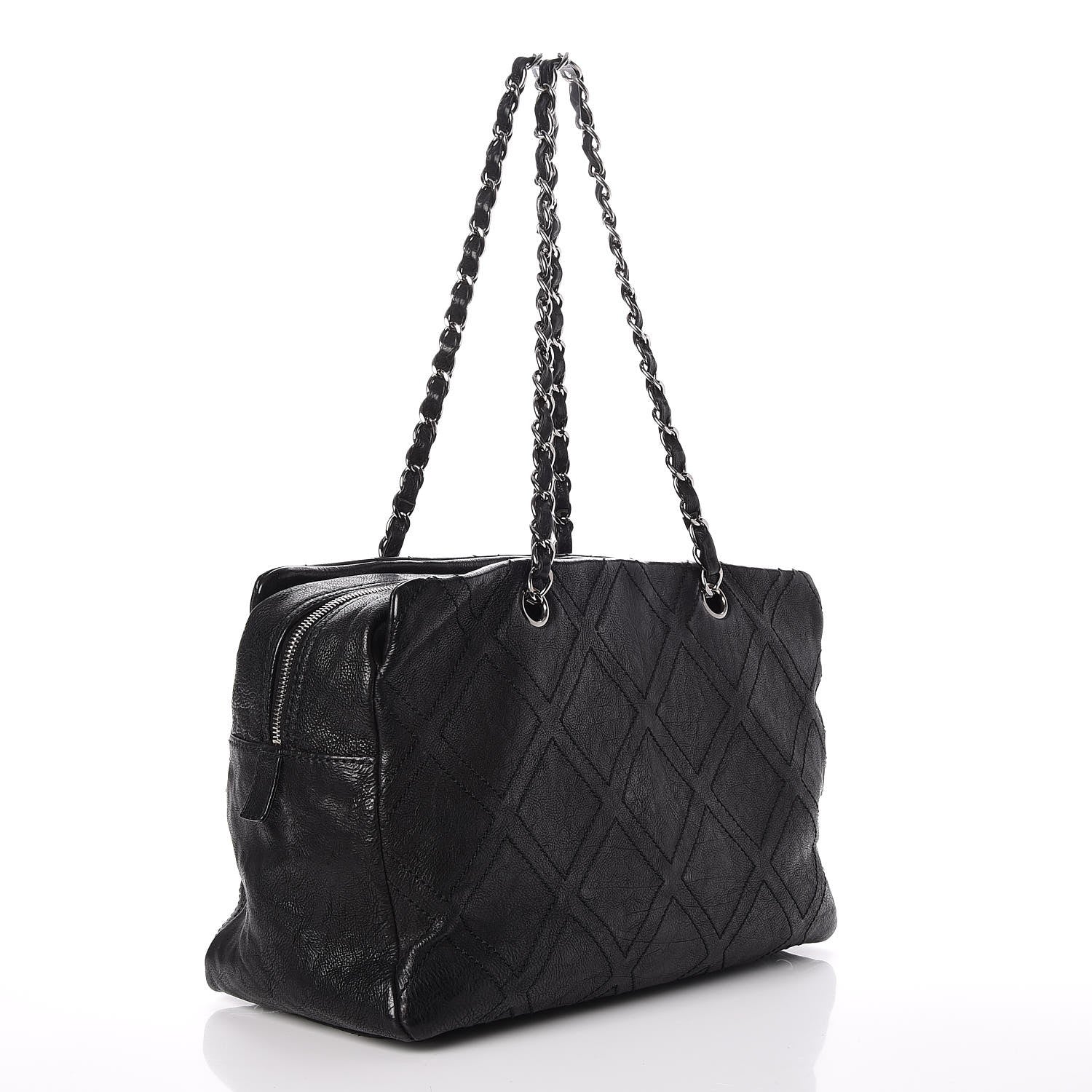 Chanel Calfskin Large Diamond Stitch Tote Black 3 of 7