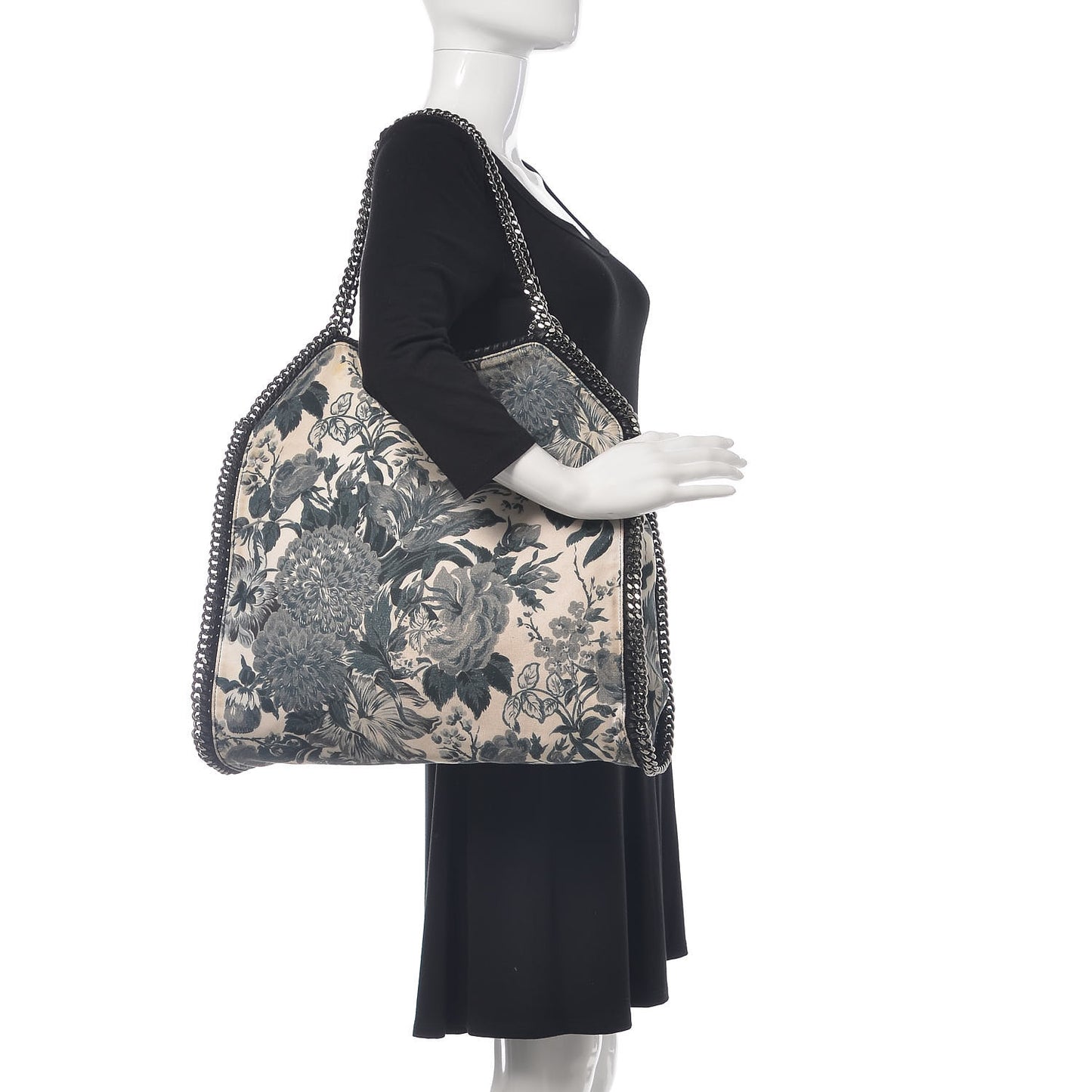 Cotton Canvas Floral Print Large Falabella Tote Ivory