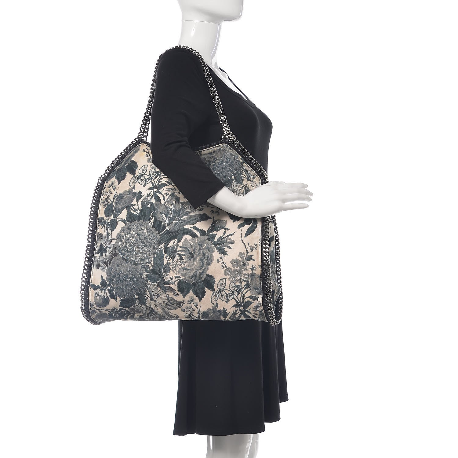 Stella McCartney Cotton Canvas Floral Print Large Falabella Tote Ivory 2 of 16
