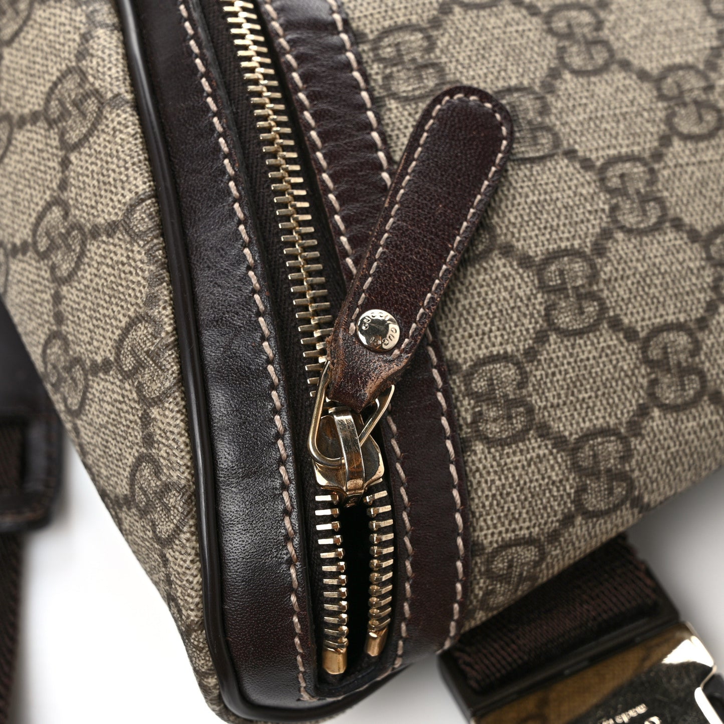 GG Supreme Monogram Belt Bag Dark Brown