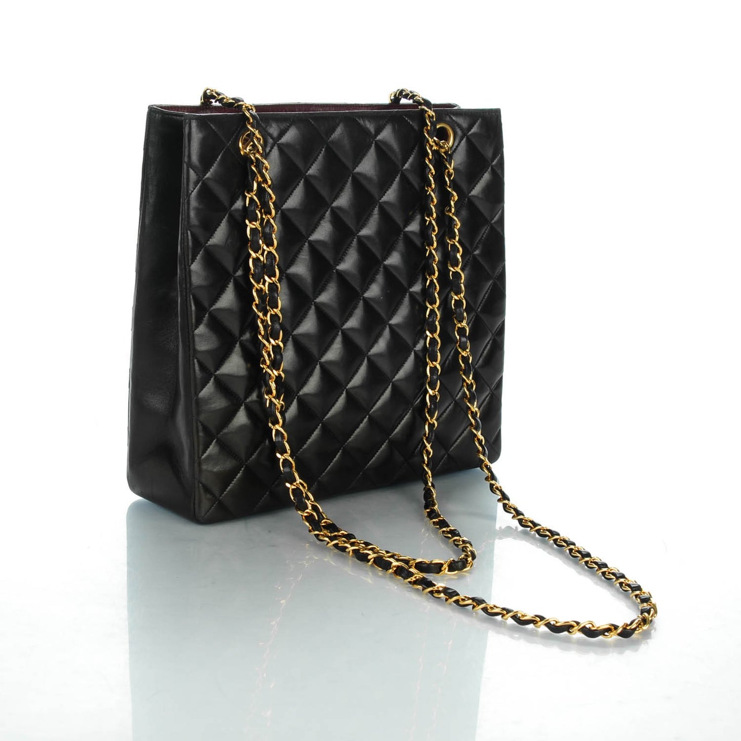 Lambskin Quilted Shoulder Bag Black