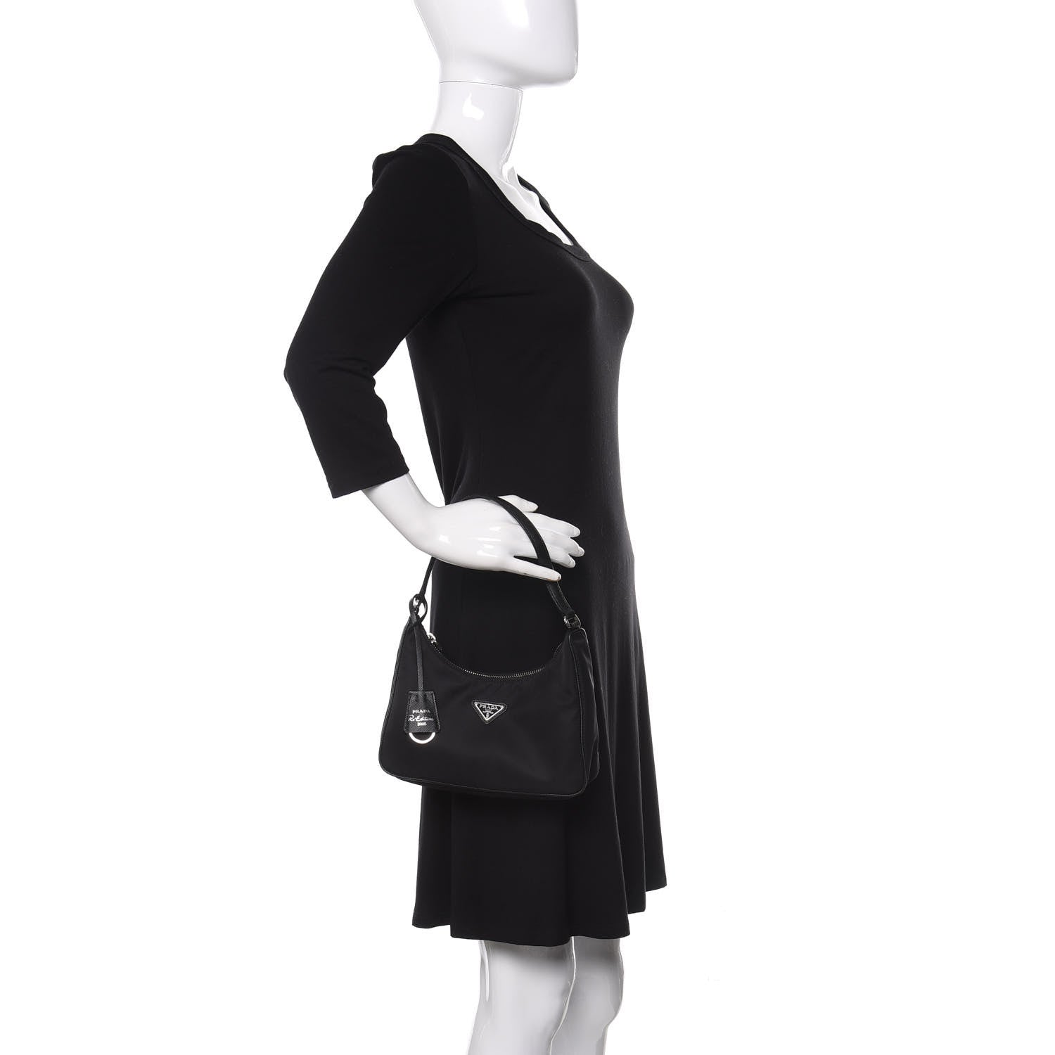 Prada Tessuto Nylon Saffiano Mini Re-Edition 2005 Bag Black 2 of 11